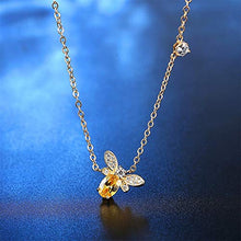 Load image into Gallery viewer, Tiny Cute Gold Bee Necklace, AILUOR Fashion Charm Crystal Rhinestone Honeybee Bumble Bee Pendant Jewelry for Women Girl Gifts (Gold)
