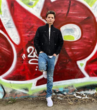 Load image into Gallery viewer, X RAY Kids Leather Jacket | Boys Leather Jacket | Boys Leather Jacket With Hood | Youth Leather Jacket , Black, Small
