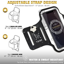 Load image into Gallery viewer, TRIBE Running Phone Holder Armband. iPhone &amp; Galaxy Cell Phone Sports Arm Bands for Women, Men, Runners, Jogging, Walking, Exercise &amp; Gym Workout. Fits All Smartphones. Adjustable Strap, CC/Key Pocket
