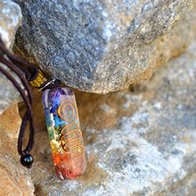 Load image into Gallery viewer, Orgone Chakra Healing Pendant with Adjustable Cord – 7 Chakra Stones Necklace for EMF Protection and Spiritual Healing
