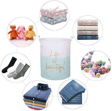 Load image into Gallery viewer, PFONB 19.7" X-Large Collapsible Laundry Basket,Waterproof Sturdy Lightweight Canvas Round Clothes Hamper Home Organizer, Gift Basket.(Life Green)
