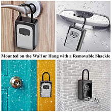 Load image into Gallery viewer, Key Lock Box Wall Mounted, Portable Lock Box for House Key, 5 Key Capacity, Weatherproof Resettable Code House Key Safe Security Lock Box for Indoor, Outdoor, Garage, Garden, Store (1 Pack)
