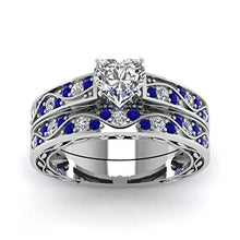 Load image into Gallery viewer, loversring Couple Ring Bridal Sets His Hers Women 10k White Gold Filled Men Tungsten Carbide Wedding Engagement Ring Band
