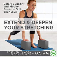 Load image into Gallery viewer, Gaiam Essentials Yoga Block (Set Of 2) - Supportive Latex-Free Eva Foam Soft Non-Slip Surface For Yoga, Pilates, Meditation, Grey
