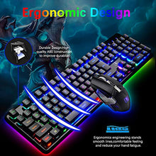 Load image into Gallery viewer, Rechargeable Keyboard and Mouse,Suspended Keycap Mechanical Feel Backlit Gaming Keyboard Mice Combo,Wireless 2.4G Drive Free,Adjustable Breathing Lamp,Anti-ghosting,4800 mAh Battery for Laptop Pc Mac
