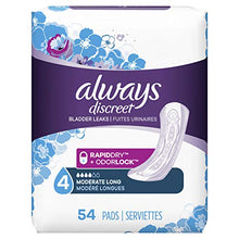 Load image into Gallery viewer, Always Discreet Incontinence Pads for Women, Moderate Absorbency, Long Length, 54 Count
