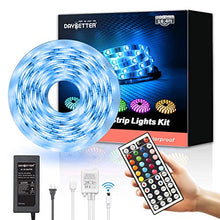 Load image into Gallery viewer, Led Strip Lights Waterproof 16.4ft 5m Flexible Color Changing RGB SMD 5050 150leds LED Strip Light Kit with 44 Keys IR Remote Controller and 12V Power Supply
