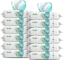 Load image into Gallery viewer, Baby Wipes, Pampers Aqua Pure Sensitive Water Baby Diaper Wipes, Hypoallergenic and Unscented, 12x Pop-Top Packs, 672 Count
