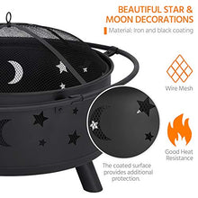 Load image into Gallery viewer, YAHEETECH Outdoor 30 Inch Fire Pit, Metal Firepit Bonfire Wood Burning Heater Stove Backyard Patio Garden Firepit for Outside with Spark Screen and Fireplace Poker, Stars and Moons Design Pattern
