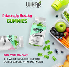 Load image into Gallery viewer, Wixar Naturals Sea Moss Gummies - Natural Irish Sea Moss and Bladderwrack with Burdock Gummy - 60 Gummies - Vegan - Thyroid, Healthy Skin, Keto Detox, Gut, Joint Support Alkaline Supplements
