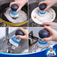 Load image into Gallery viewer, MR.SIGA Soap Dispensing Palm Brush Storage Set, Kitchen Brush with Holder for Pot Pan Sink Cleaning, 1 Set

