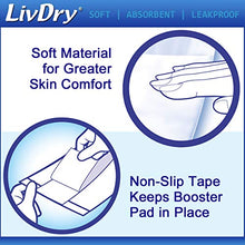 Load image into Gallery viewer, Incontinence Booster Pads by LivDry | Extra Absorbent Protection for Adults, Unisex | Disposable Comfortable Pad (20 Count, Regular Length)
