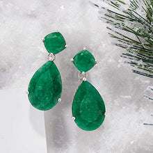 Load image into Gallery viewer, Ross-Simons 19.20 ct. t.w. Emerald Drop Earrings in Sterling Silver

