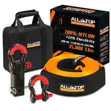 Load image into Gallery viewer, ALL-TOP Nylon Recovery Kit with Hitch Receiver: 3" x 20' (35,000lbs) 100% Nylon Santch Strap + 2" Shcakle Hitch Receiver + 3/4 HD Shackles (2pcs) with Isolator + Storage Bag

