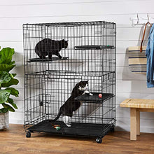 Load image into Gallery viewer, AmazonBasics Large 3-Tier Cat Cage Playpen Box Crate Kennel - 36 x 22 x 51 Inches, Black
