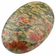 Load image into Gallery viewer, rockcloud Oval Worry Stones,Palm Pocket Energy Stone,Healing Crystal with Velvet Bag,Unakite
