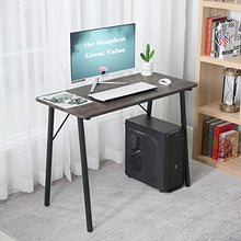 Load image into Gallery viewer, Office Computer Desk Modern Study Writing Table Small Kids Desk Home Wood Work Desk with Metal Legs Industrial Tiny Desk for Bedroom, 39.4 x 18.9 x 29.1 inch Walnut Brown
