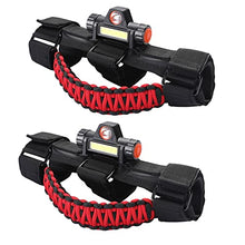 Load image into Gallery viewer, Upgrade Roll Bar Grab Handles with Dome Light for Jeep Gladiator Accessories, Cartaoo Premium Paracord Grips Fit 2.0-4.0 Inch Rods CJ YJ TJ JK JL &amp; Gladiator JT 1945-2021 (Red 2pcs)
