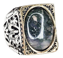 Load image into Gallery viewer, Falcon Jewelry 925 Sterling Silver Mens Ring, Moss Agate Natural Gemstone, Free Express SHİPPİNG
