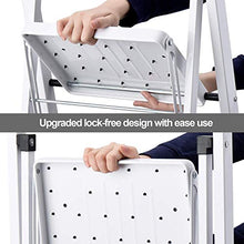 Load image into Gallery viewer, Delxo Folding 4 Step Ladder with Convenient Handgrip Anti-Slip Sturdy and Wide Pedal 300lbs Portable Steel Step Stool White and Black 4-Feet
