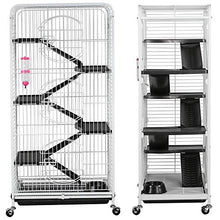 Load image into Gallery viewer, YAHEETECH Multi Levels Rolling Large Ribbit Bunny Cage - 52-inch Pet Ferret Chinchilla Squirrels Cage Small Animals Hutch w/ 3 Front Doors/Bowl/Water Bottle White
