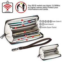 Load image into Gallery viewer, APHISON Wallets for Women RFID Blocking Zipper Purse Card Case Wallet Phone Clutch Cartoon Style Wallet With Wristlet for Ladies/Girls Gift Box 684-0170A
