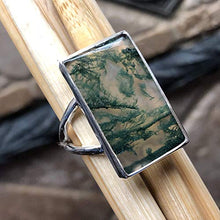 Load image into Gallery viewer, Natural Green Moss Agate 925 Solid Sterling Silver Ring Size 8.75
