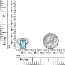 Load image into Gallery viewer, Gem Stone King 925 Sterling Silver Sky Blue Topaz Women's Solitaire Ring 8.70 Cttw Gemstone Birthstone 14X10MM Emerald Cut (Size 8)
