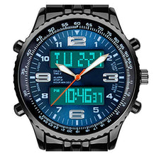 Load image into Gallery viewer, VIGOROSO Men's LED Analog Digital Date Week Sports Outdoor Steel Blue Dial Watch
