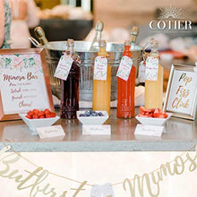 Load image into Gallery viewer, COTIER Reusable Mimosa Bar Supplies Decorations Kit - Mimosa Bar Sign, But First Mimosas Banner - Bridal Shower Decorations, Baby Shower, Brunch Decorations, Bubbly Bar, Engagement, Bachelorette
