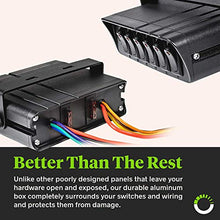 Load image into Gallery viewer, 6-Gang 12V Rocker Switch Box w/Momentary Switches [40 Amp Max.] [12 AWG Wires][12 Volt DC] SPST On/Off Rocker Toggle Switch Panel Box for Jeep Auto Automotive Lights Car Marine Boat Truck Vehicles…
