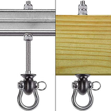 Load image into Gallery viewer, Dolibest Set of 4 Permanent Antirust Stainless Steel 304 Heavy Duty Swing Hangers, Playground Porch Yoga Seat,for Wood and Steel Beam Yoga Hammock Chair Punching 1500LB Capacity,180° Swing,9.64''
