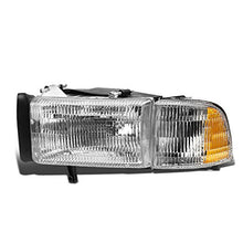 Load image into Gallery viewer, [Halogen Model] Factory Style Headlights Assembly with Corner Lamp Compatible with Dodge Ram 1500 2500 3500 (Non-Sport Models) 94-02, Passenger Right Side, Chrome Housing Clear Lens
