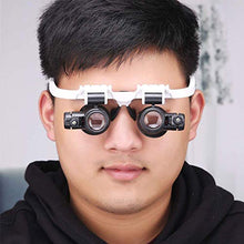 Load image into Gallery viewer, ElectroOptix Headband Repair Magnifying Glass,2 LED Light Medical Binocular Eye Loupe Lens Repair Detection Elderly Read Magnifier White 8X15X23 Times Loupe
