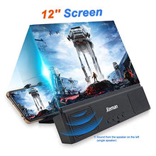 Load image into Gallery viewer, jteman 12'' 3D Mobile Phone Screen Magnifier with Bluetooth Speaker+12'' Curved Screen Magnifier Mobile Projector Screen for Movies, Videos, Gaming Foldable Phone Stand for iPhone and All Smartphones
