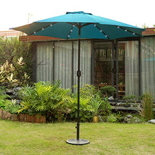 Load image into Gallery viewer, Sunnyglade 9' Solar 24 LED Lighted Patio Umbrella with 8 Ribs/Tilt Adjustment and Crank Lift System (Teal Blue)
