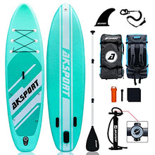 Load image into Gallery viewer, AKSPORT 10'6"×32"×6" Inflatable Stand Up Paddle Board with Premium Non-Slip Deck,Travel Backpack,Adjustable Paddle,Pump,Leash for Youth &amp; Adult Ultra-Light Surfing SUP Boards
