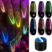 Load image into Gallery viewer, Luminous Spider Nail Gel Set, 6PCS 48ML Glow in The Dark Nail Polish Luminous Gel Set, DIY Polish UV Nail Art Kit for Halloween Christmas
