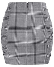 Load image into Gallery viewer, Plus Size Plaid Skirts for Women High Waist Checkered Mini Bodycon Pencil Skirts(Gray White,XL)

