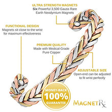 Load image into Gallery viewer, MagnetRX® Woven Copper Magnetic Bracelet - Arthritis Pain Relief &amp; Carpal Tunnel Magnetic Therapy Copper Bracelets - Adjustable Pure Copper Cuff Bracelet with Magnets (Tri-Color, M/L)
