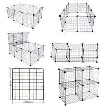 Load image into Gallery viewer, LANGXUN 16pcs Metal Wire Storage Cubes Organizer, DIY Small Animal Cage for Rabbit, Guinea Pigs, Puppy | Pet Products Portable Metal Wire Yard Fence(14" H)
