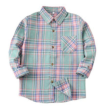 Load image into Gallery viewer, Girls Flannel Shirts Long Sleeve Girls Button Down Shirt Kids Western Shirts Cute Shirts for Girls Plaid Shirt for Girls Spring Shirts Light Blue
