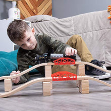 Load image into Gallery viewer, Bridge Bonanza! Deluxe Train Track Set (22 pcs.) - Includes 2 Rail Bridges, 2 Brick Bridges, 6 Ascending Tracks, 12 Risers Wooden Track Pieces - Compatible with Major Brands - Classic Hobby Toy
