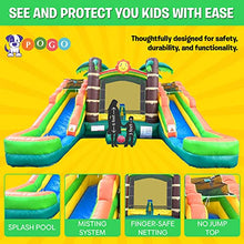 Load image into Gallery viewer, Crossover Tropical Inflatable Bounce House Double Slide 16.5 x 15 x 11 Foot - Big Inflatable Water Slide Bouncer House Combo for Kids - Outdoor Party Bounce House with Blower, Stakes, &amp; Storage Bag
