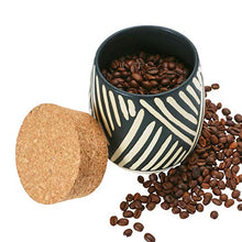 Load image into Gallery viewer, Creative Co-Op Debossed Stoneware Pattern &amp; Cork Lid, Black Canister
