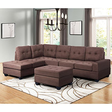 Load image into Gallery viewer, Harper &amp; Bright Designs Sectional Sofa 3 Piece Sofa Sets Couches with Reversible Chaise Lounge Storage Ottoman and Cup Holders for Living Room (Brown)
