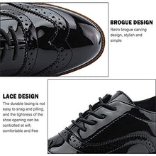 Load image into Gallery viewer, JABASIC Women Oxford Shoes Lace Up Wingtip Brogue Shoes (9M,Black New)
