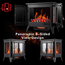 Load image into Gallery viewer, Xbeauty Electric Fireplace Stove, Freestanding Fireplace Heater with Realistic Flame, Indoor Electric Stove Heater, Portable, Infrared, Thermostat, Overheating Safety System, 1000W/1500W(23 Inch)
