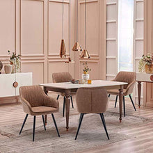 Load image into Gallery viewer, ANNJOE Faux Leather Accent Chair Arm Chairs Living Room Chairs Leisures Chair Upholstered Chair with Metal Legs Set of 2 for Home Kitchen Office Bistro Cafe, Brown
