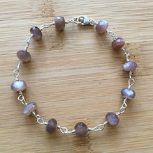 Load image into Gallery viewer, AAA++ Rare Quality Chocolate Moonstone Bracelet, Sterling Silver PlatedWire Wrapped Bracelet, Moonstone Jewelry, Brown Gemstone Stacking Bracelet, Beaded Bracelet 6.5mm Code- WAR2872
